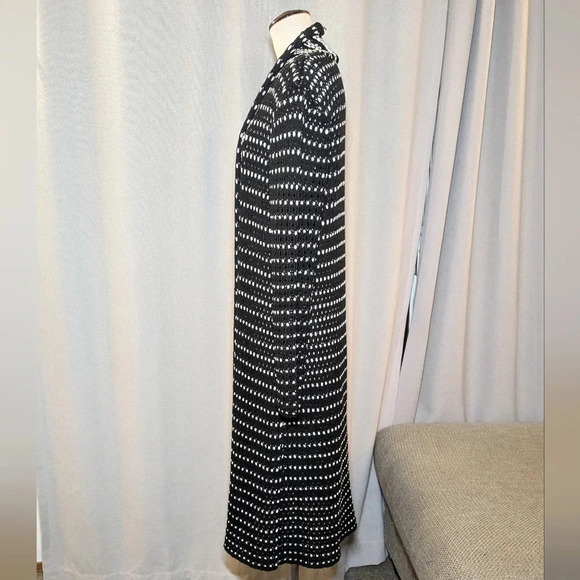 St. John Cardigan Duster Knit Black White Wool Cotton Long Sweater Small - Picture 3 of 9